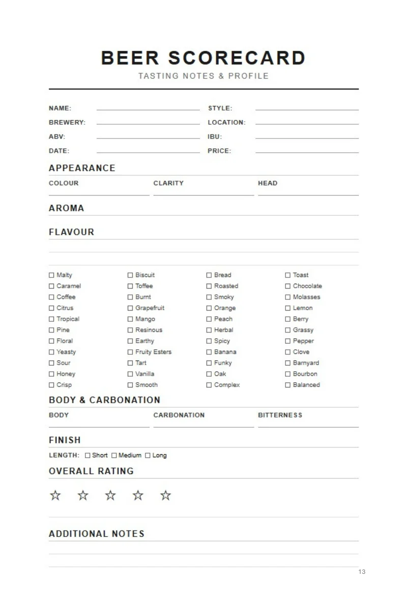 Beer Tasting Journal interior sample 1