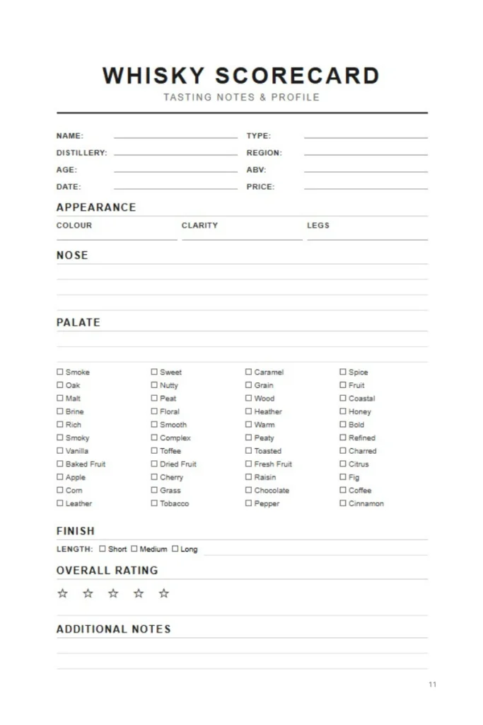 Whisky Tasting Journal interior sample 1